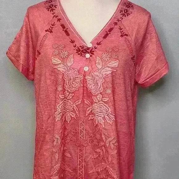 NWT NoraCora Women's cold shoulder short sleeve button front blouse size L - Picture 8 of 8